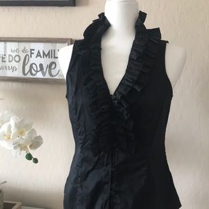 WHBM- Black button down blouse